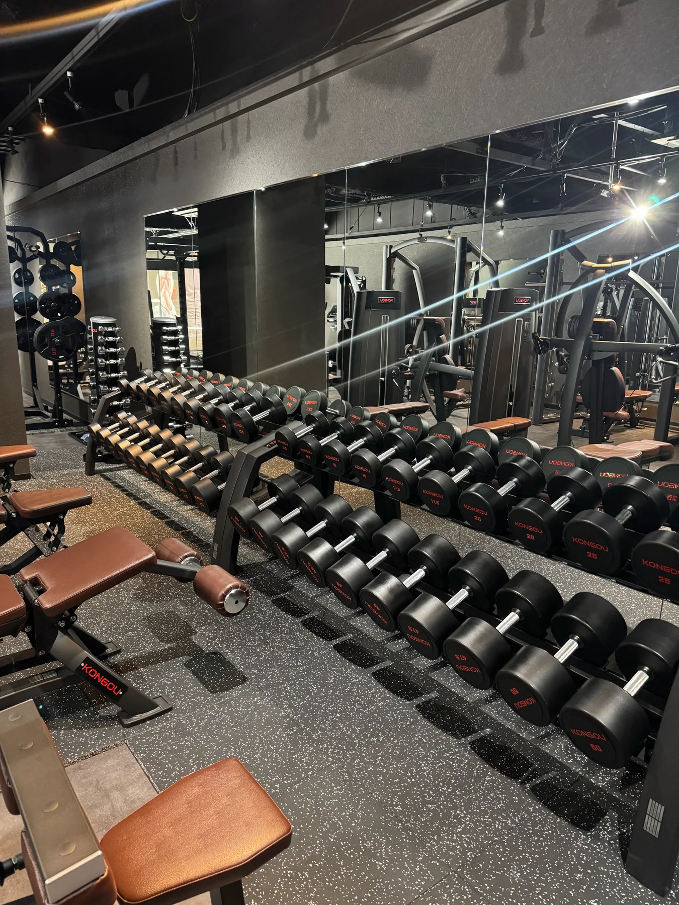 KONGOUのダンベルが並ぶAUN'S GYMの店内